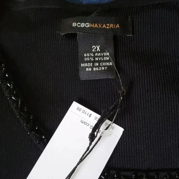 BCBG Maxazria Sequins Diamond Sleeveless Sweater Black Silver 2X - Picture 7 of 10